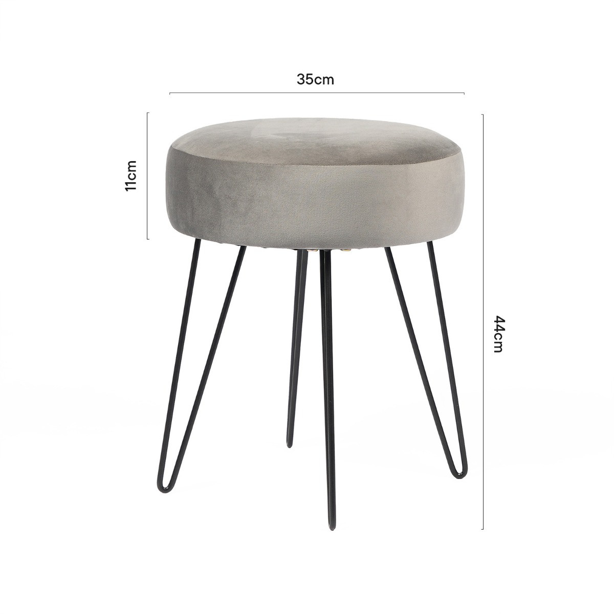 OHS Matte Velvet Hairpin Stool - Charcoal>