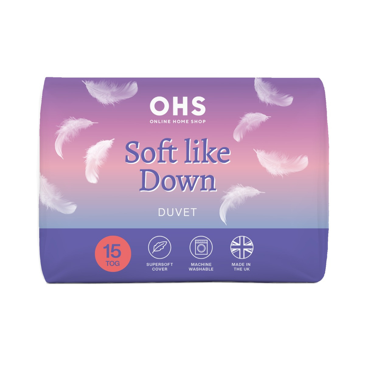 OHS Soft Like Down 15 Tog Duvet, White - Single>