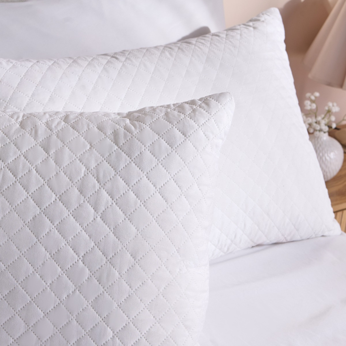 OHS Twin Pack Memory Foam Pillows - White>