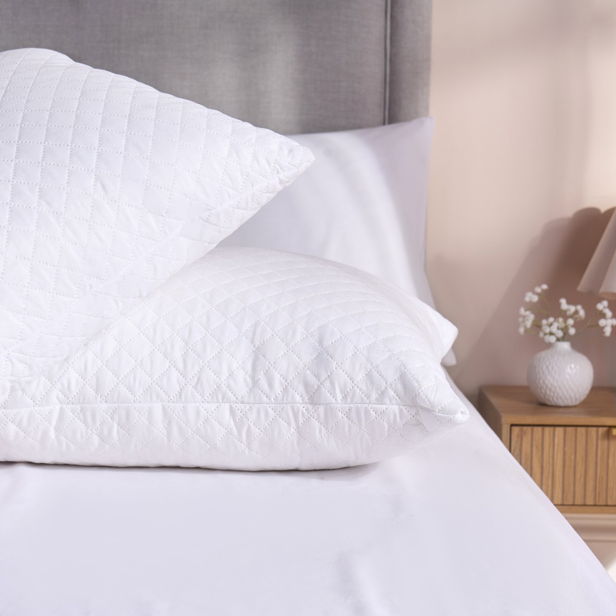 OHS Twin Pack Memory Foam Pillows - White>