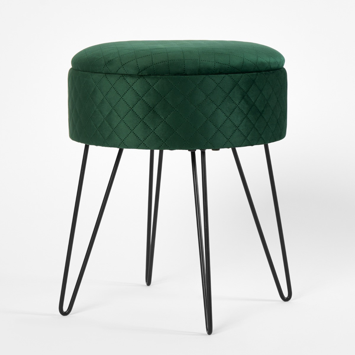 OHS Quilted Velvet Storage Hairpin Stool - Forest Green>