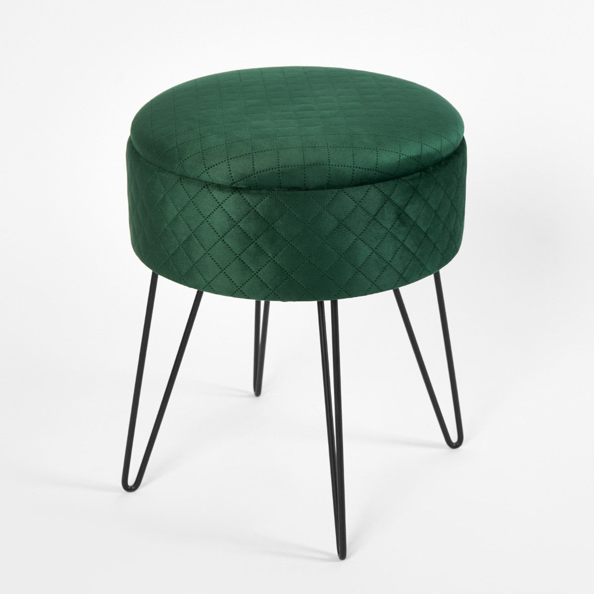 OHS Quilted Velvet Storage Hairpin Stool - Forest Green>