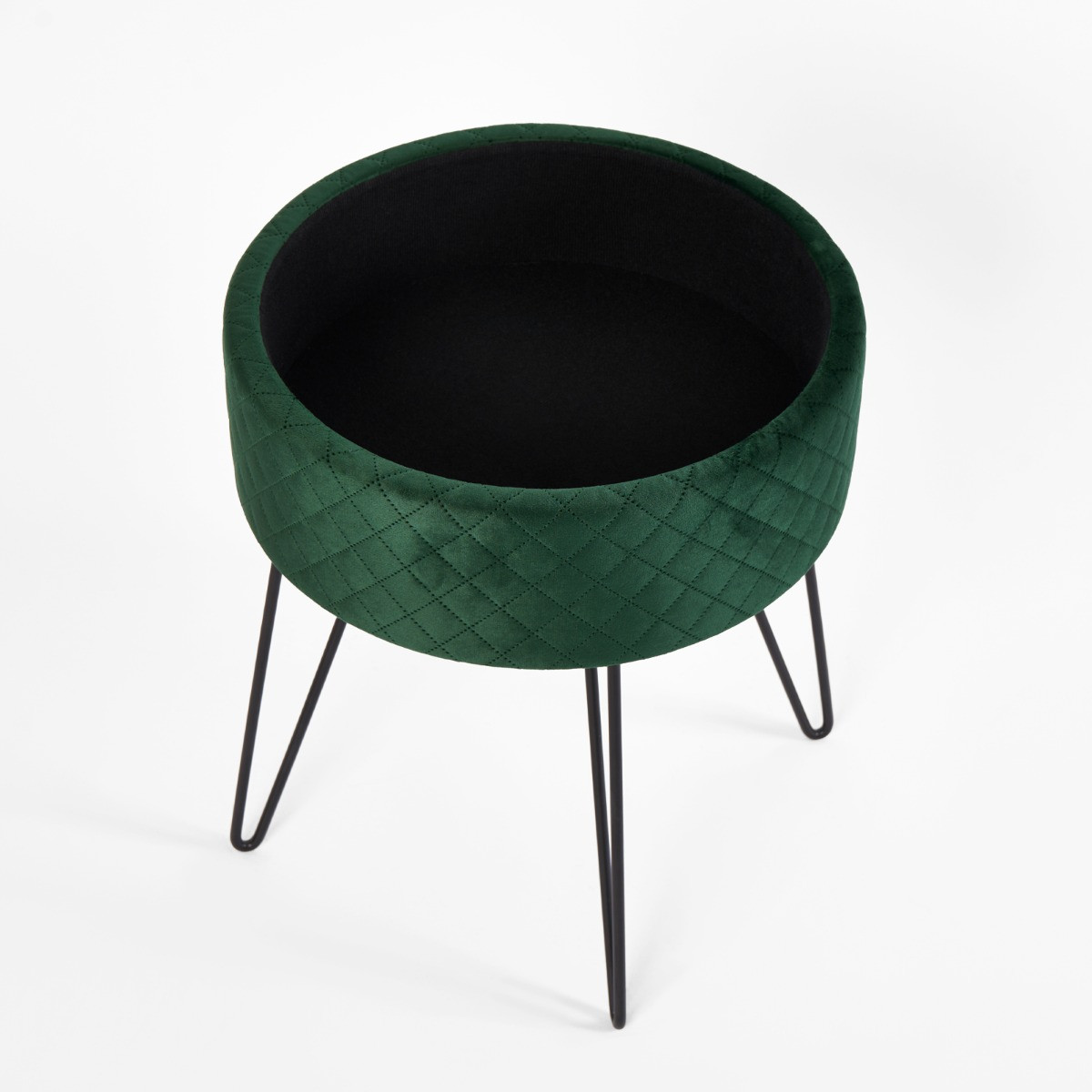 OHS Quilted Velvet Storage Hairpin Stool - Forest Green>