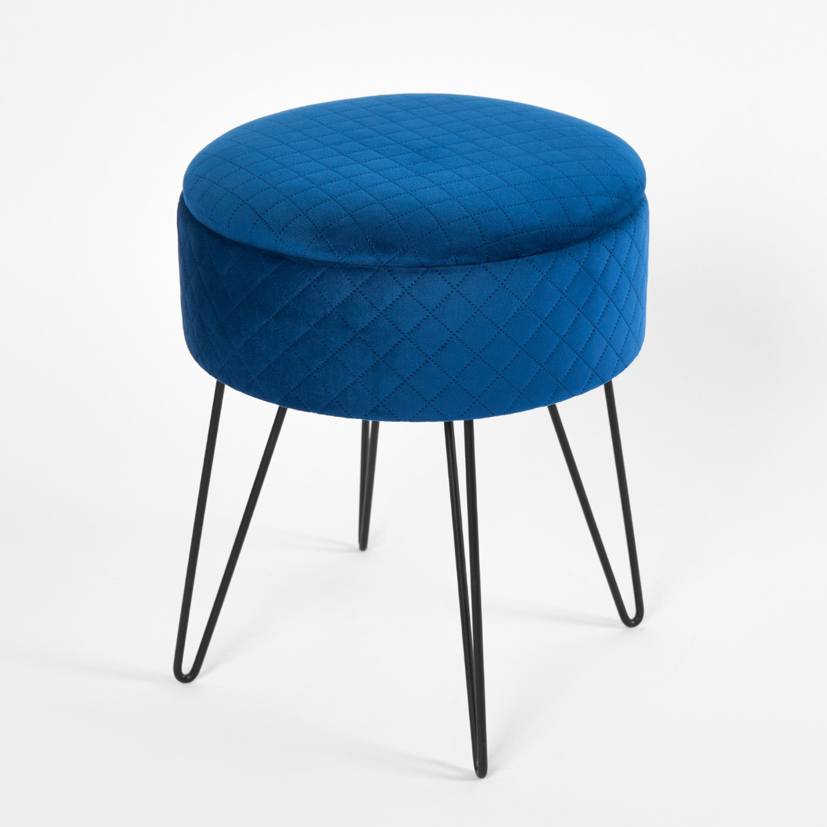 OHS Quilted Velvet Storage Hairpin Stool - Navy Blue>