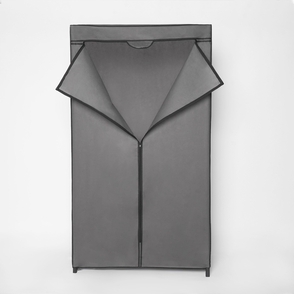 OHS Zip Closure Fabric Single Wardrobe - Charcoal>