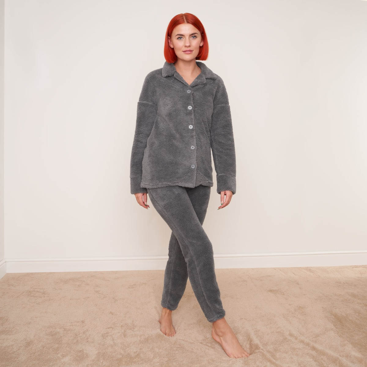 OHS Teddy Button Up Over Shirt - Grey>