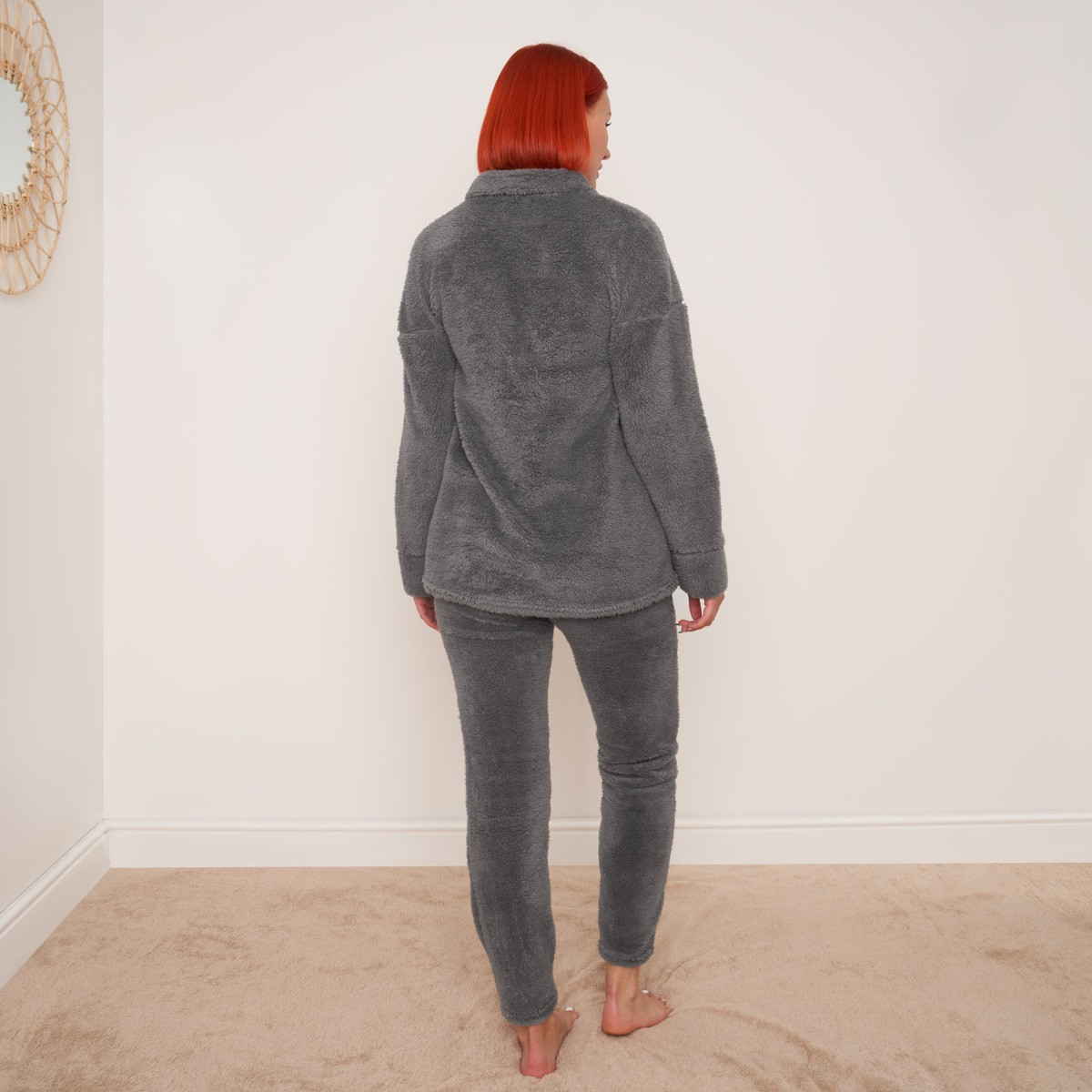 OHS Teddy Button Up Over Shirt - Grey>