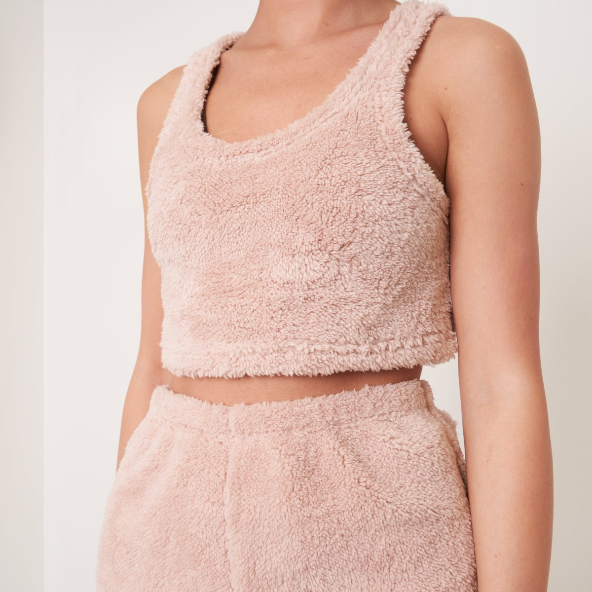 OHS Teddy Scoop Neck Crop Top - Blush>