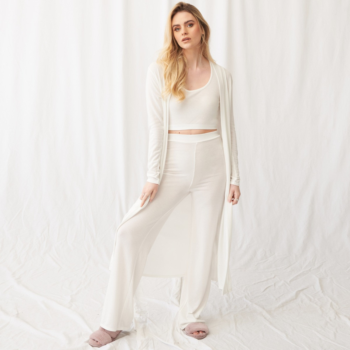 OHS Basic Jersey Flared Trouser - Cream>