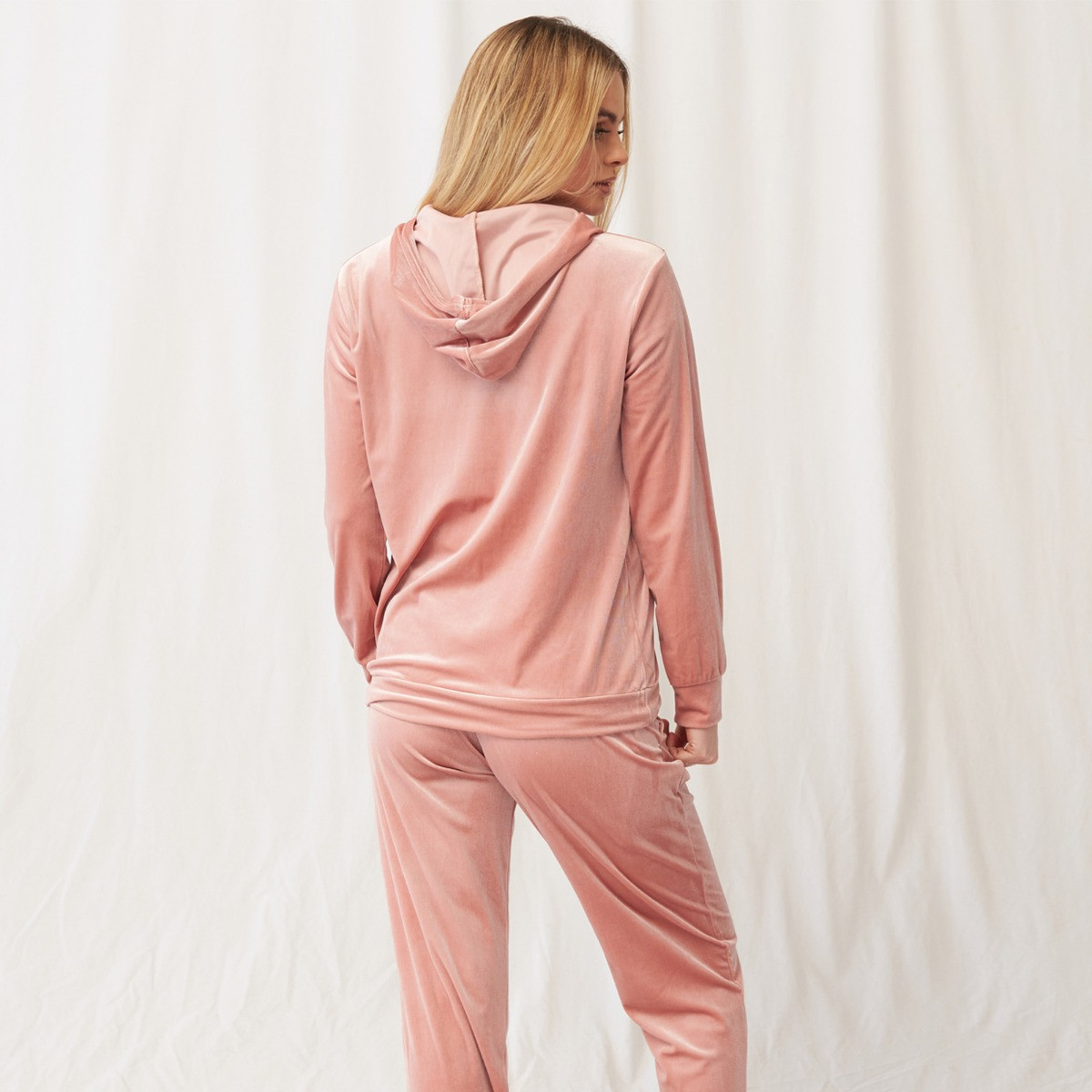 OHS Velour Casual Hoodie - Blush>