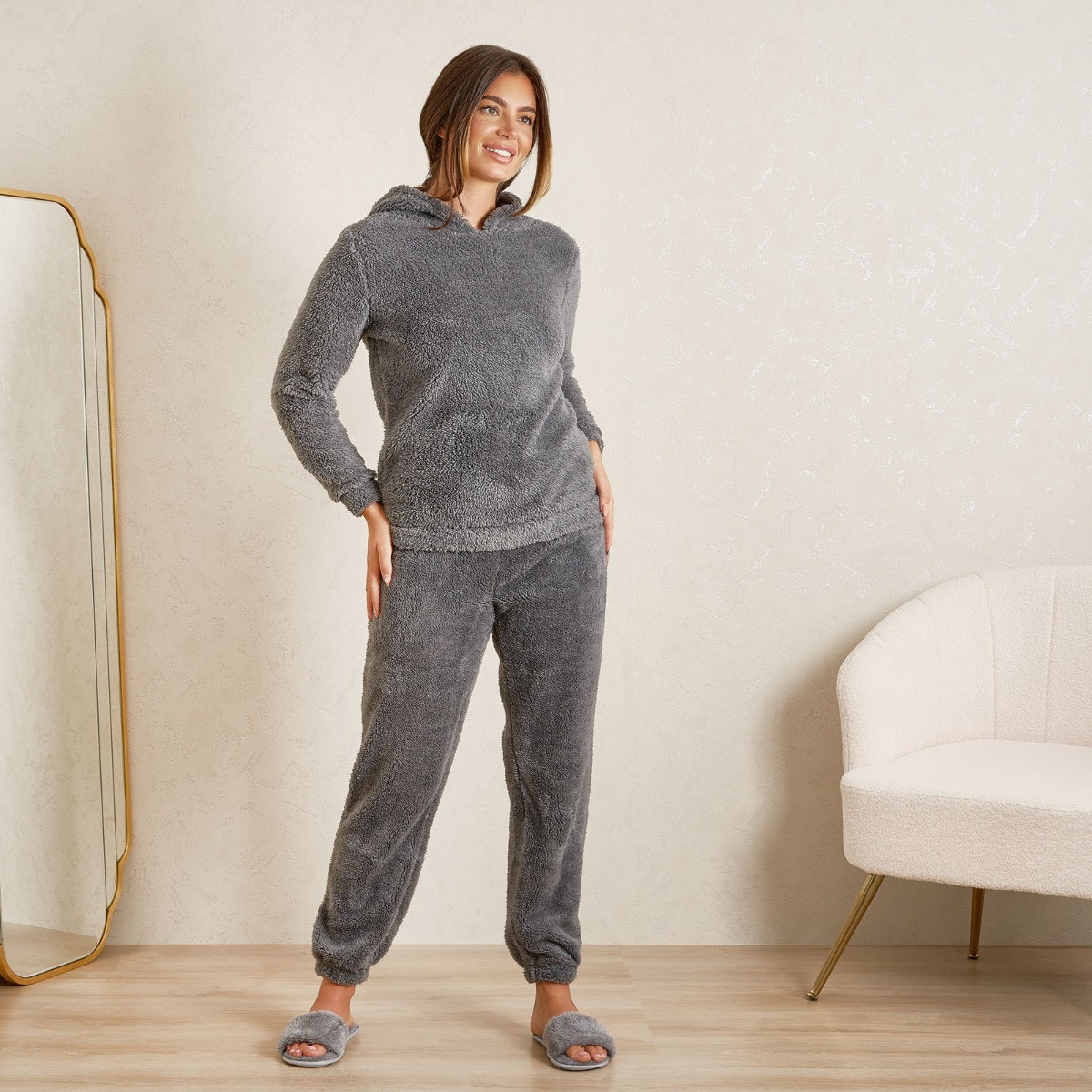 OHS Teddy High Waisted Joggers - Grey>