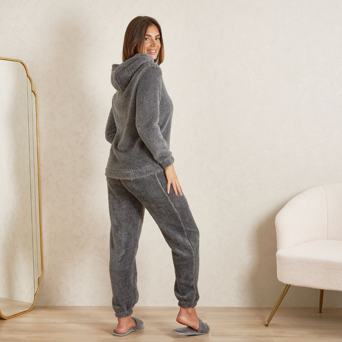 OHS Teddy High Waisted Joggers - Grey>