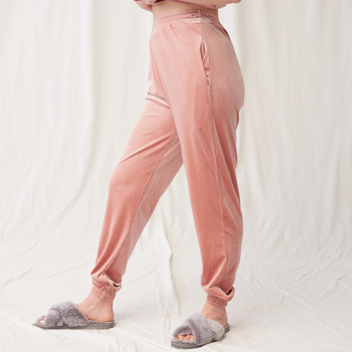 OHS Velour Pocket Casual Joggers - Blush>