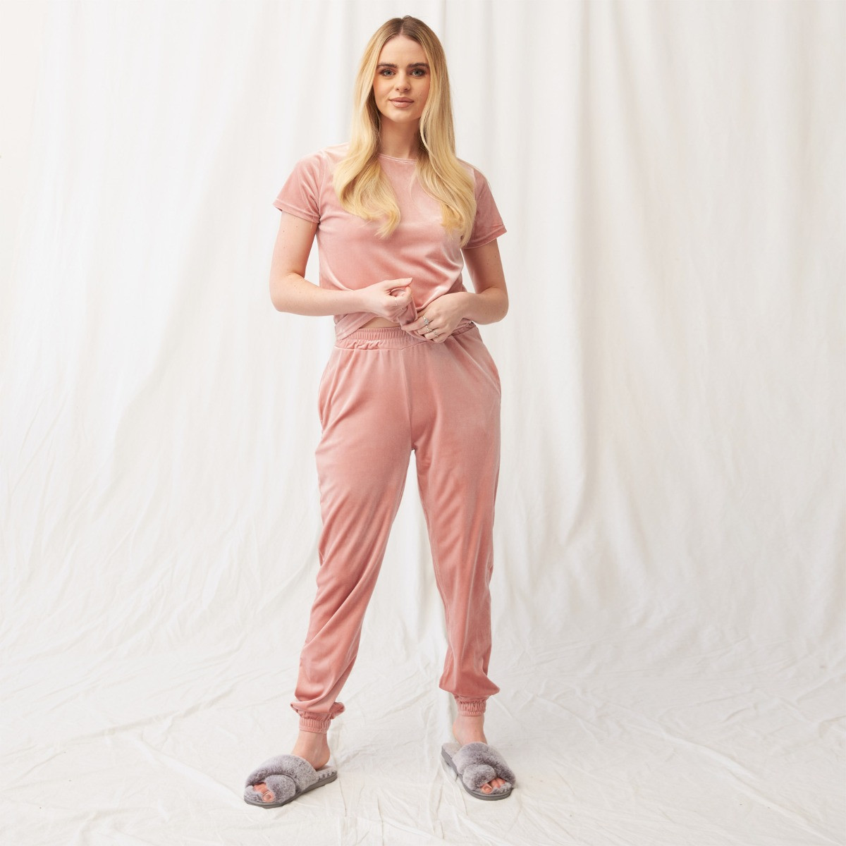 OHS Velour Pocket Casual Joggers - Blush>