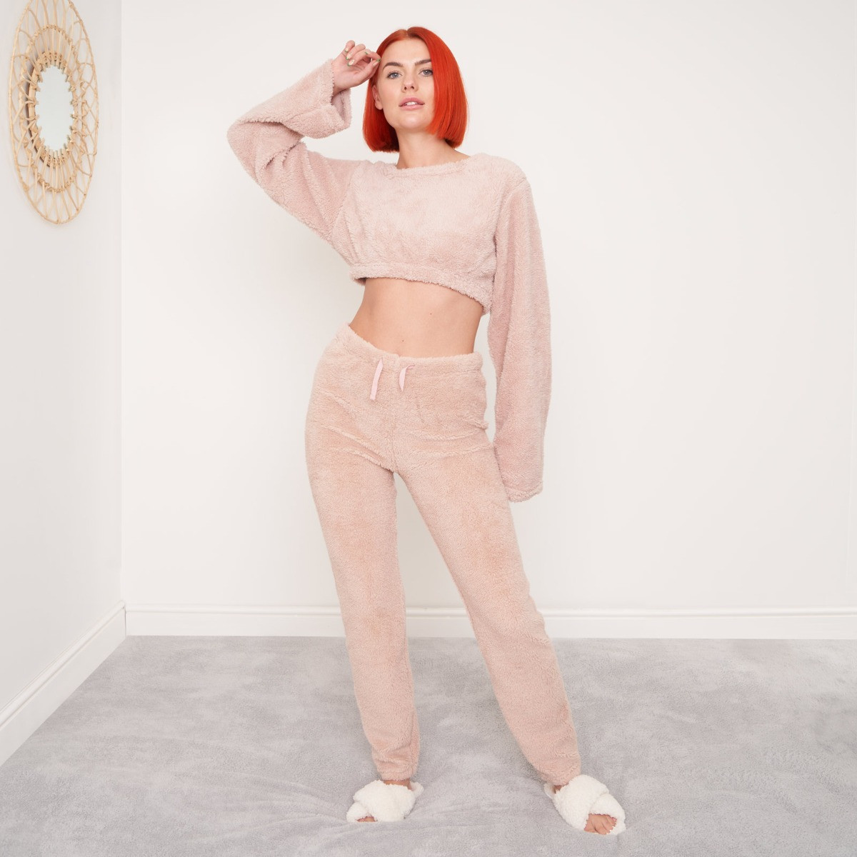 OHS Teddy Fleece Leggings, Blush - Medium>