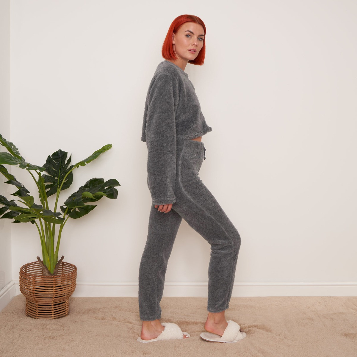 OHS Teddy Fleece Leggings, Grey - Medium>