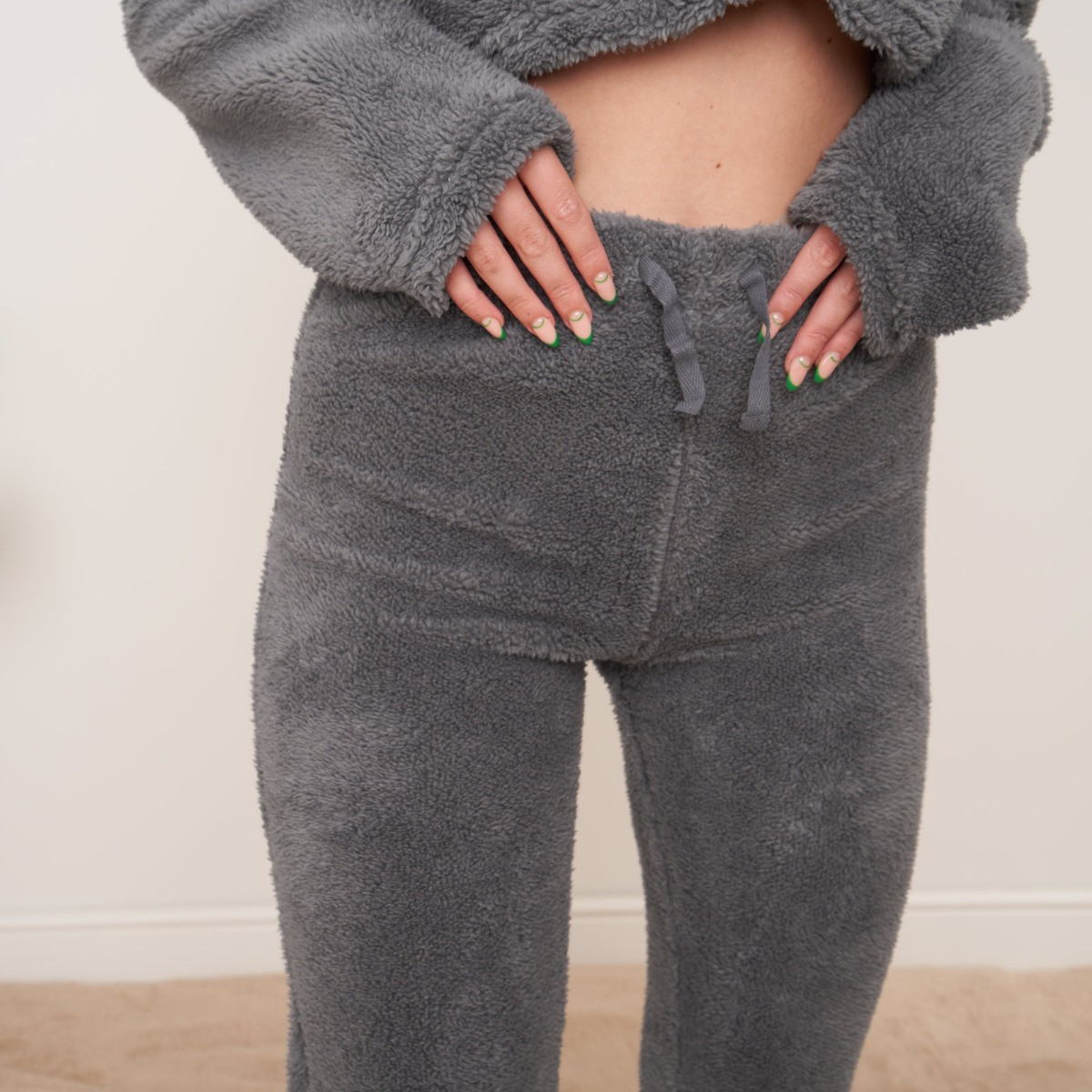 OHS Teddy Fleece Leggings, Grey - Small>