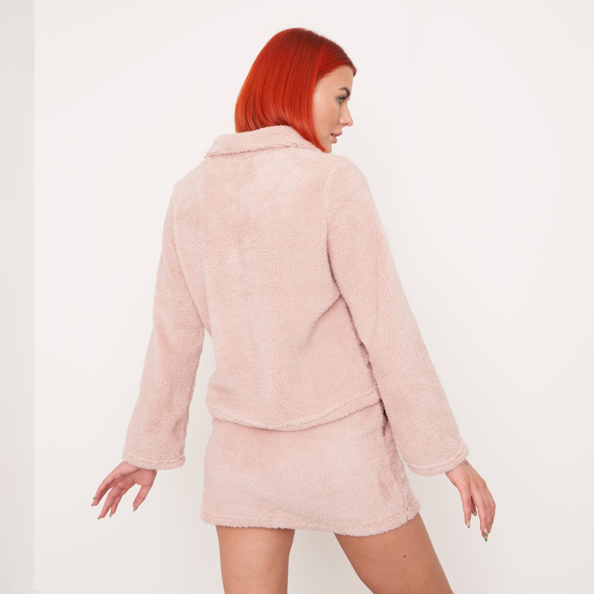 OHS Teddy Long Sleeve Collar Top - Blush>