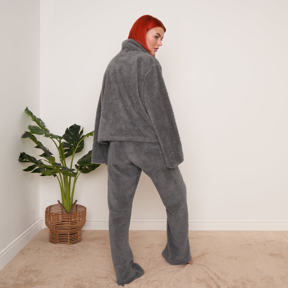 OHS Teddy Long Sleeve Collar Top - Grey>