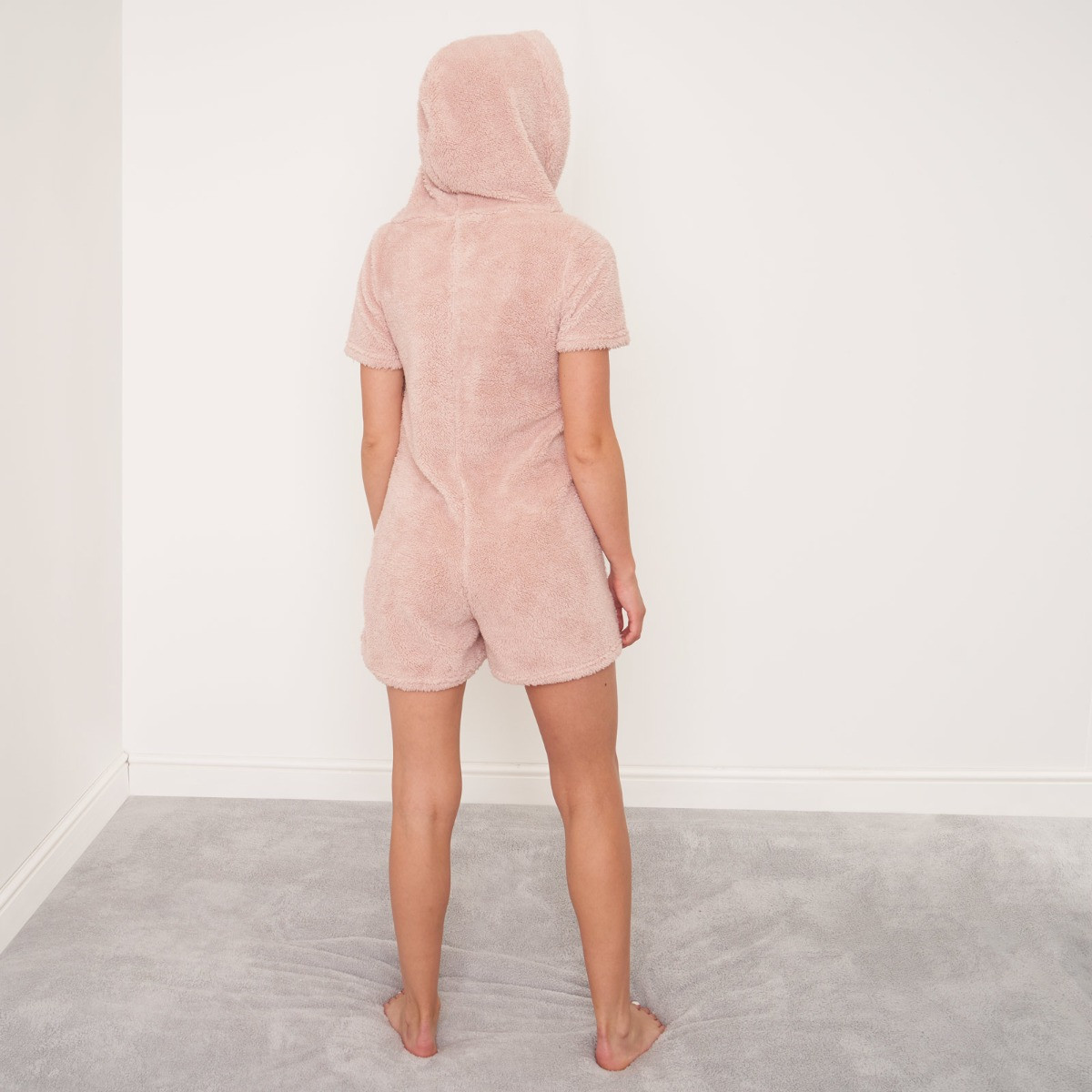 OHS Teddy Hooded Playsuit - Blush Pink>