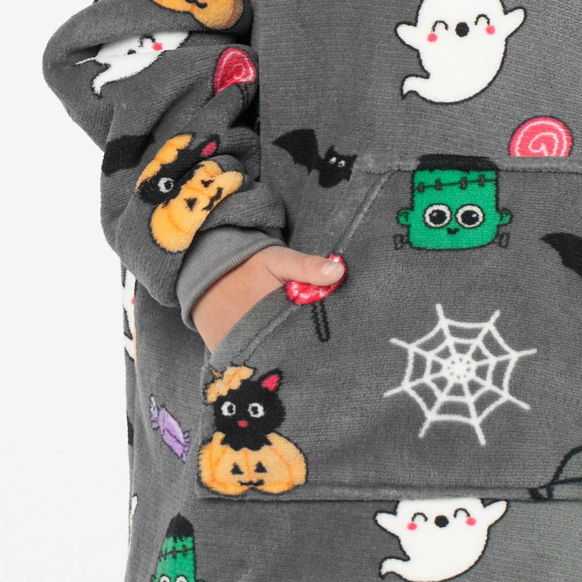 OHS Halloween Print Hoodie Blanket, Charcoal - Kids>