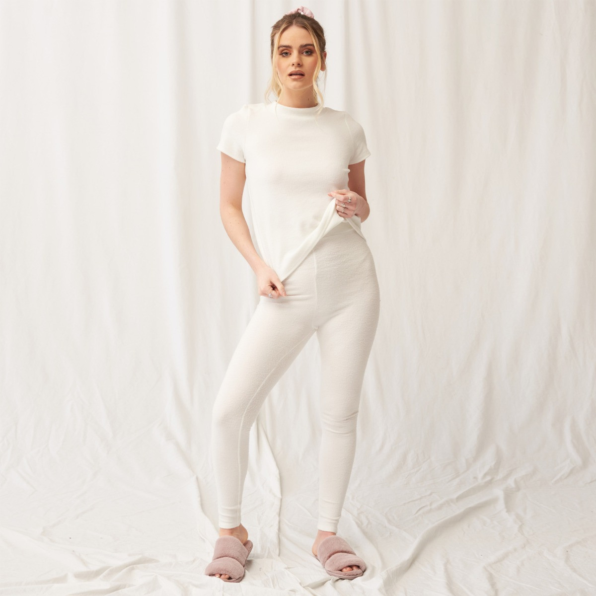 OHS Brushed Rib Short Sleeve T-Shirt - Cream>