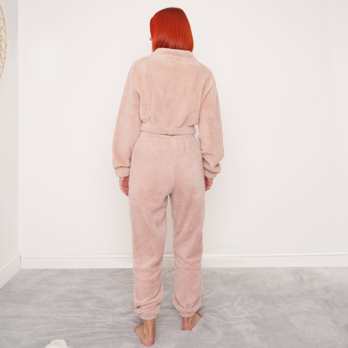 OHS Teddy Fleece Cropped Half-Zip Sweatshirt - Blush>