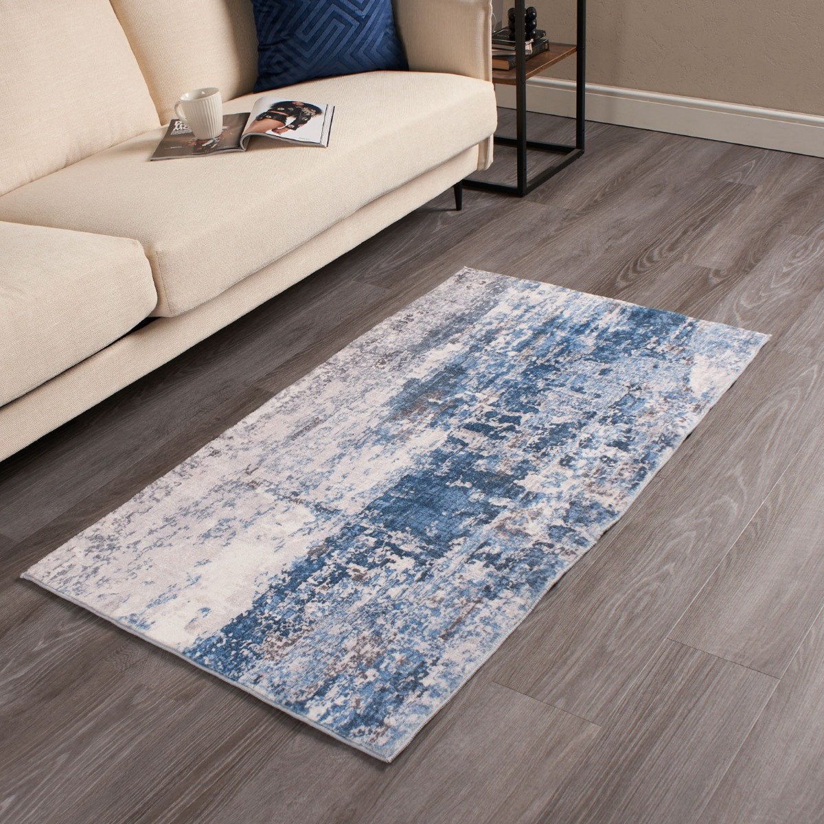 OHS Abstract Flat Rug, Blue - 80 x 150cm>