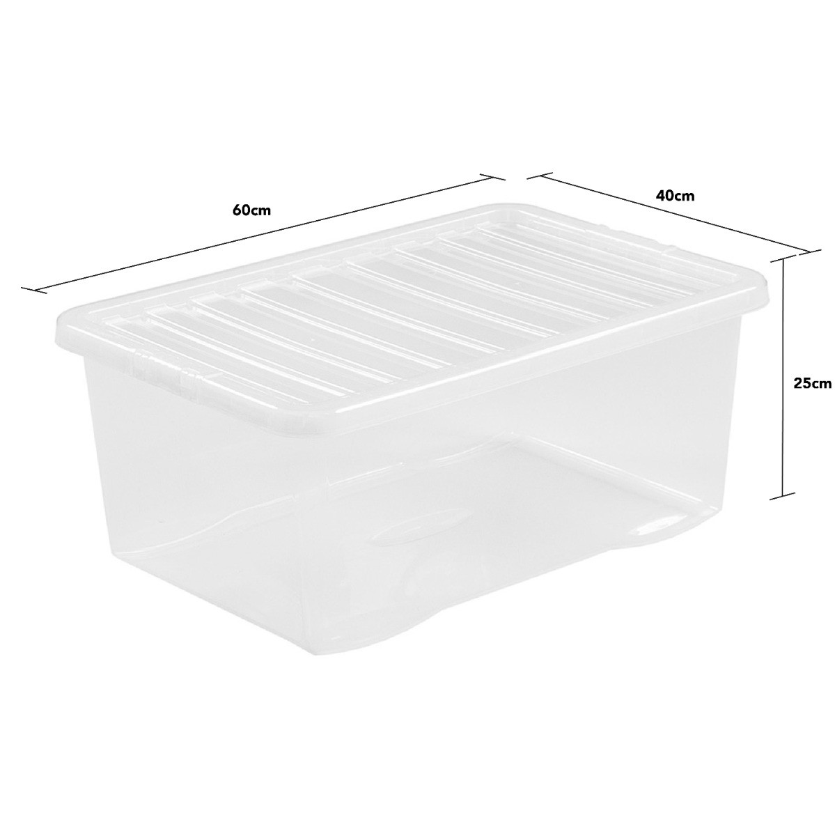 Wham Crystal Stackable Plastic Storage Box & Lid, Clear - 45 Litre