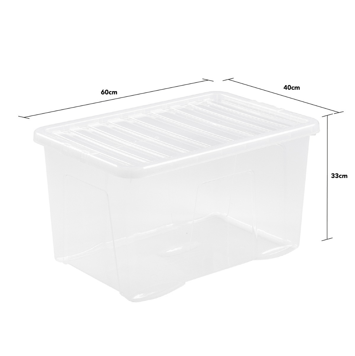 Wham Crystal Stackable Plastic Storage Box & Lid, Clear - 60 Litre