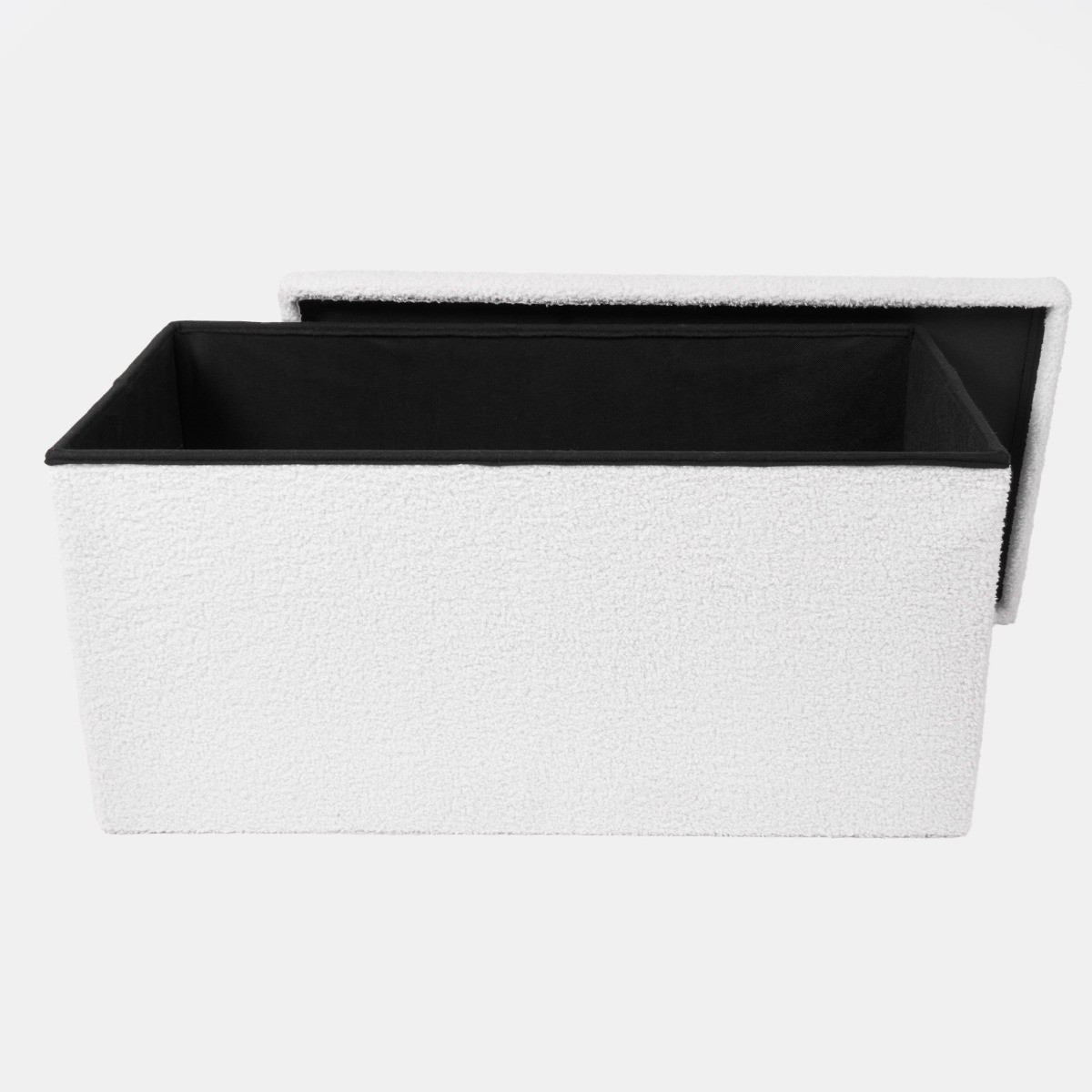 OHS Foldable Boucle Rectangle Storage Ottoman- White>