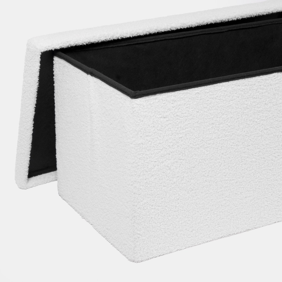 OHS Foldable Boucle Rectangle Storage Ottoman- White>