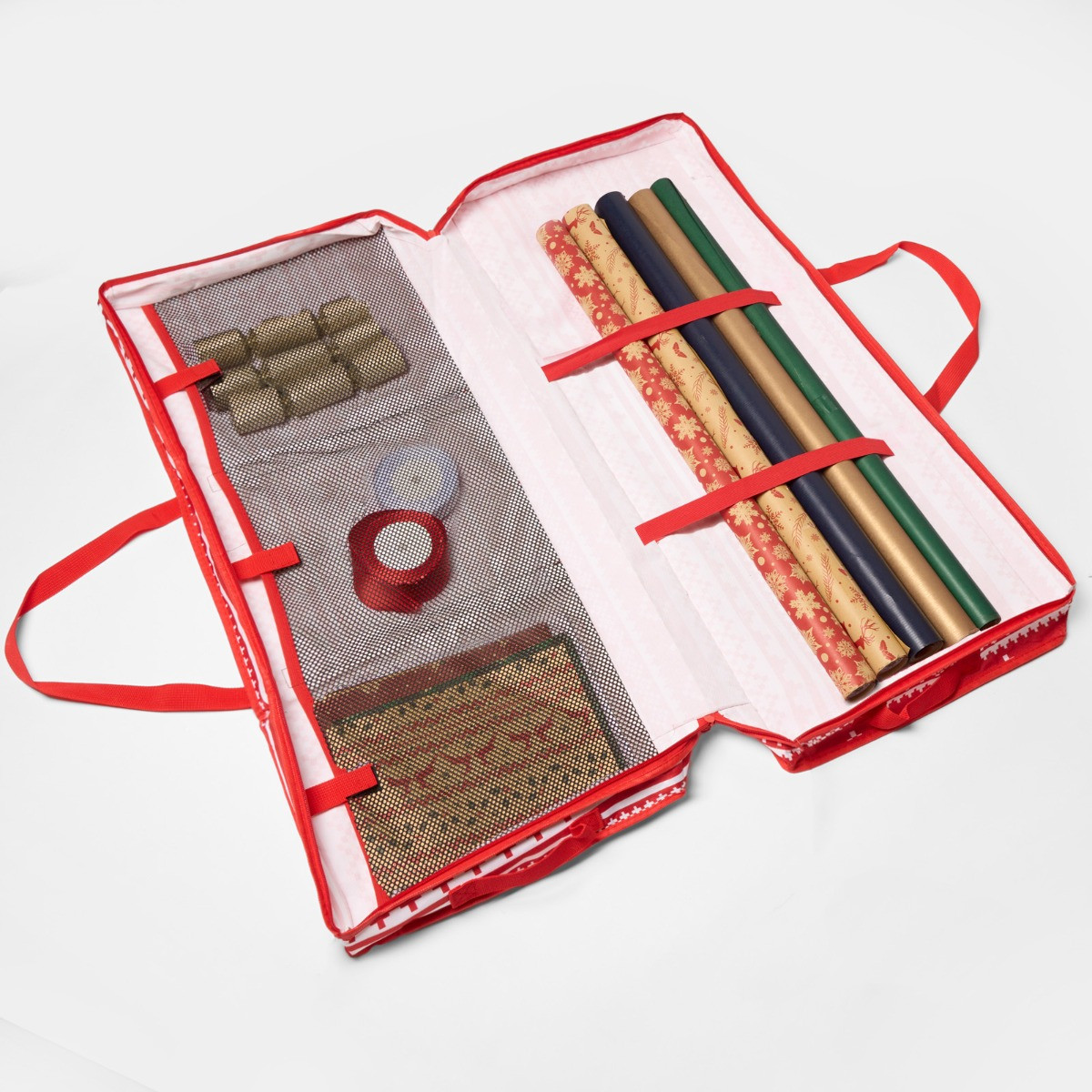 OHS Christmas Nordic Print Wrap Storage Bag - Red>