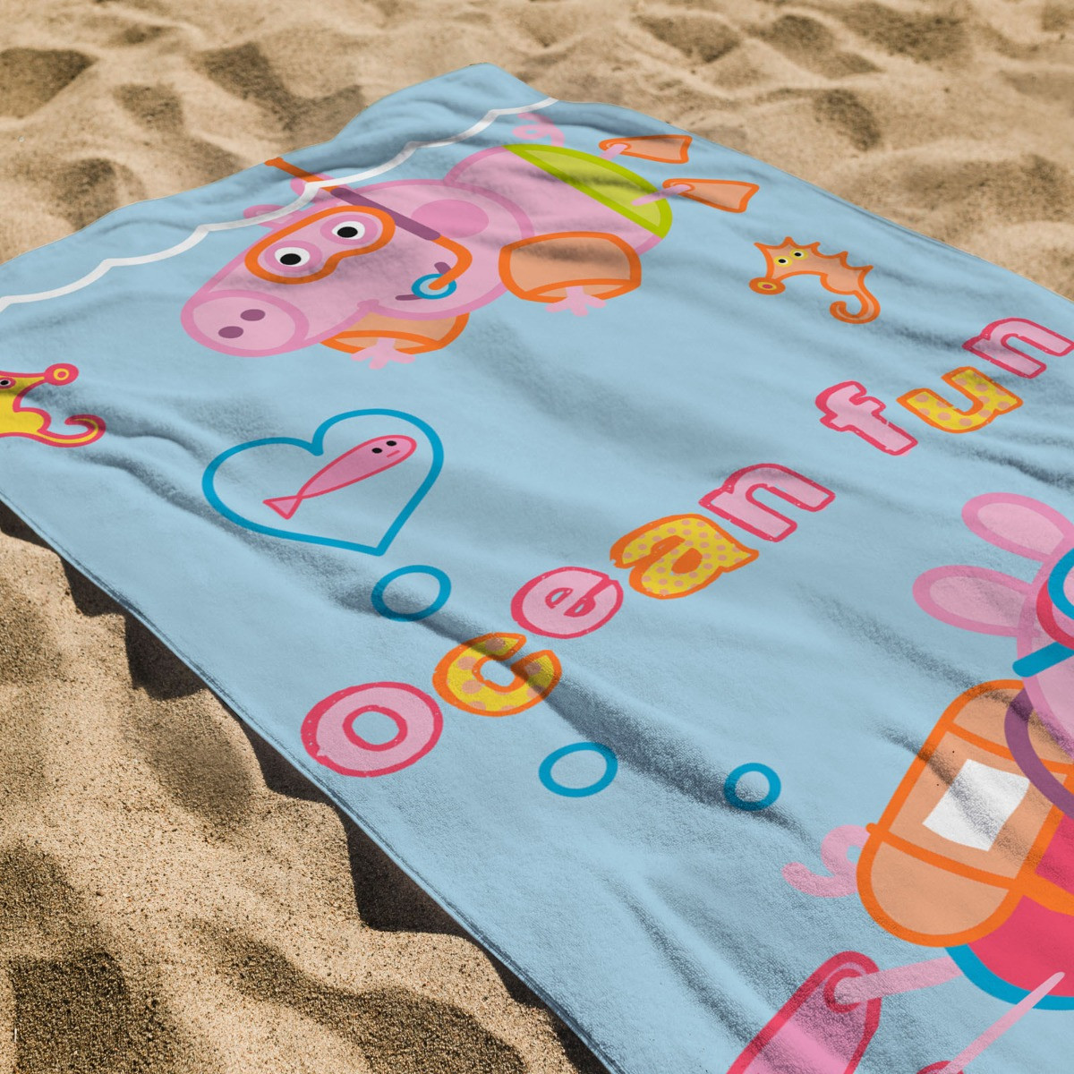 Peppa Pig Diving Beach Towel - Blue>