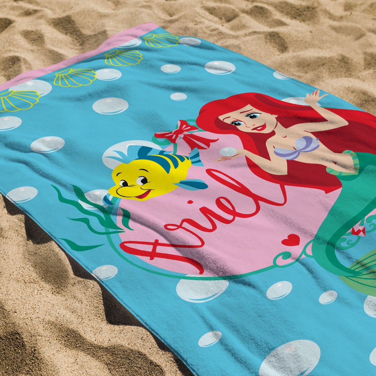 Disney Princess Ariel Beach Towel - Blue>