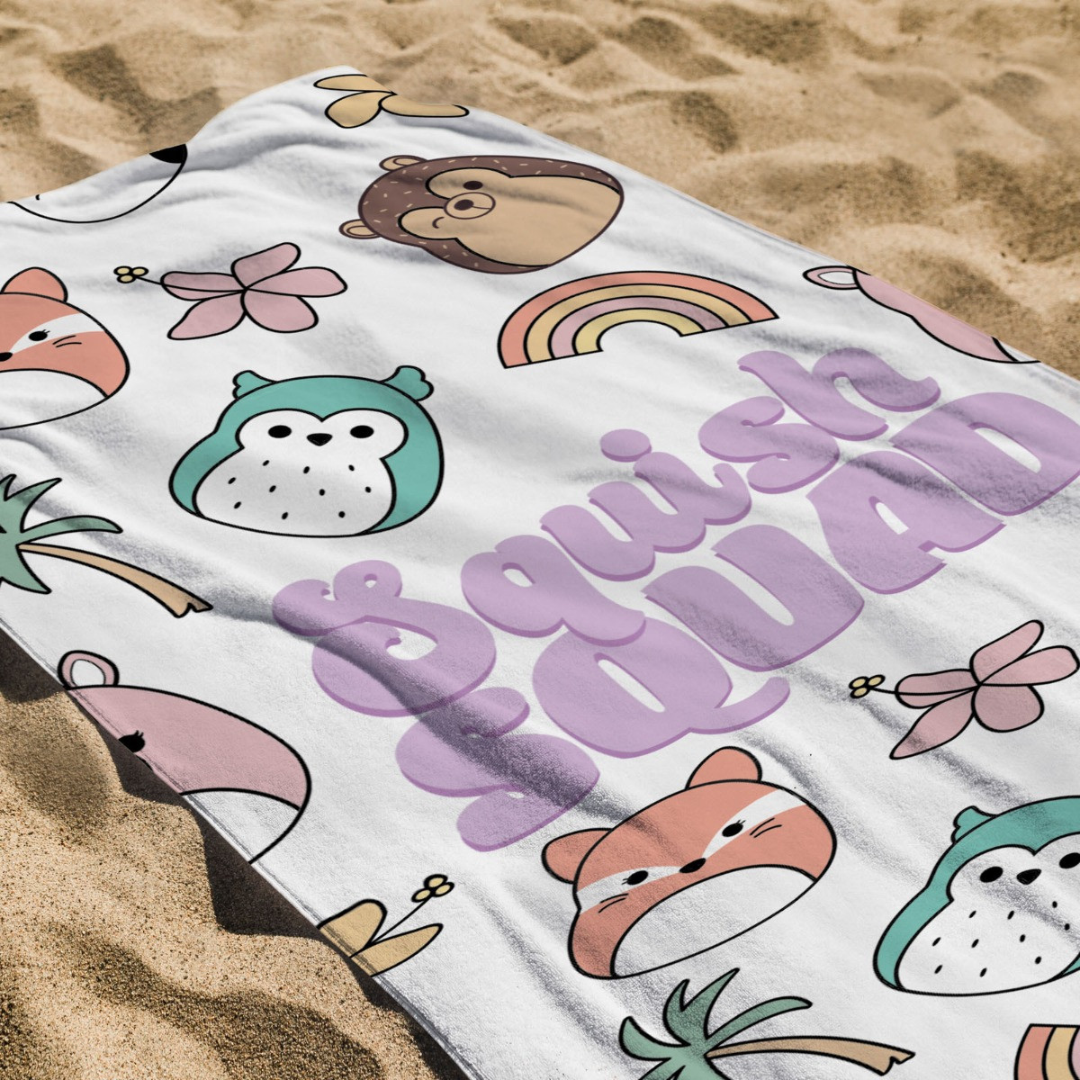 Squishmallows Squad Beach Towel - White >