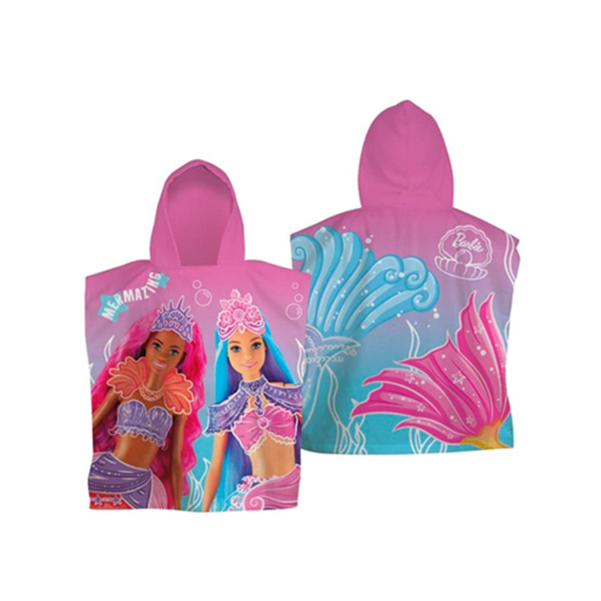 Barbie Mermazing Kids Towel Poncho, Pink - One Size>