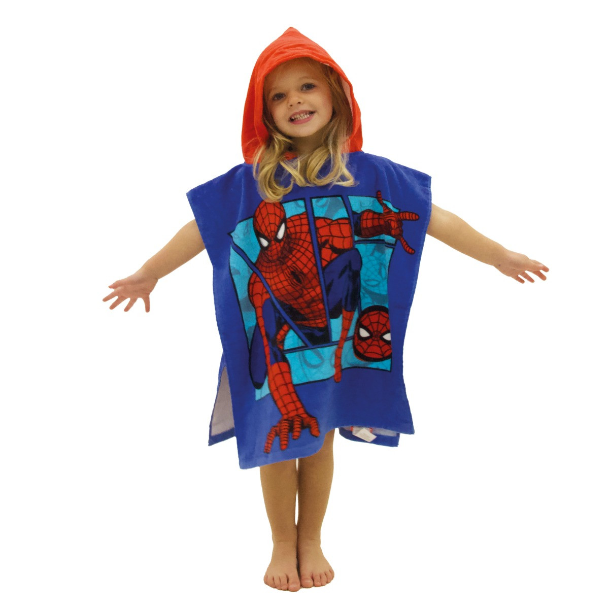 Spiderman Amazing Power Kids Towel Poncho, Blue - One Size>