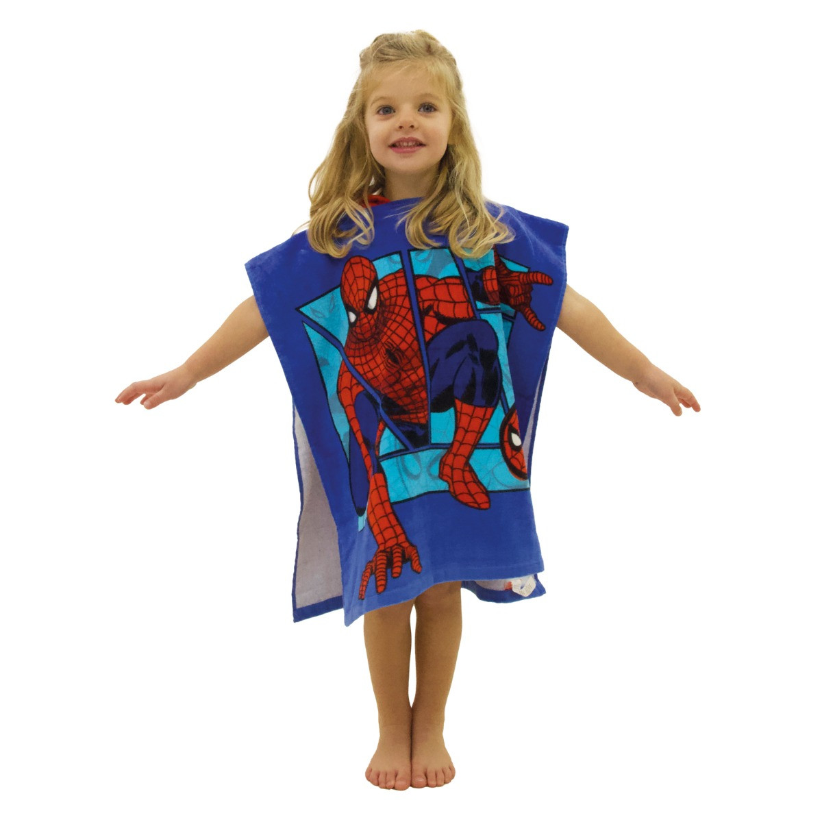 Spiderman Amazing Power Kids Towel Poncho, Blue - One Size>
