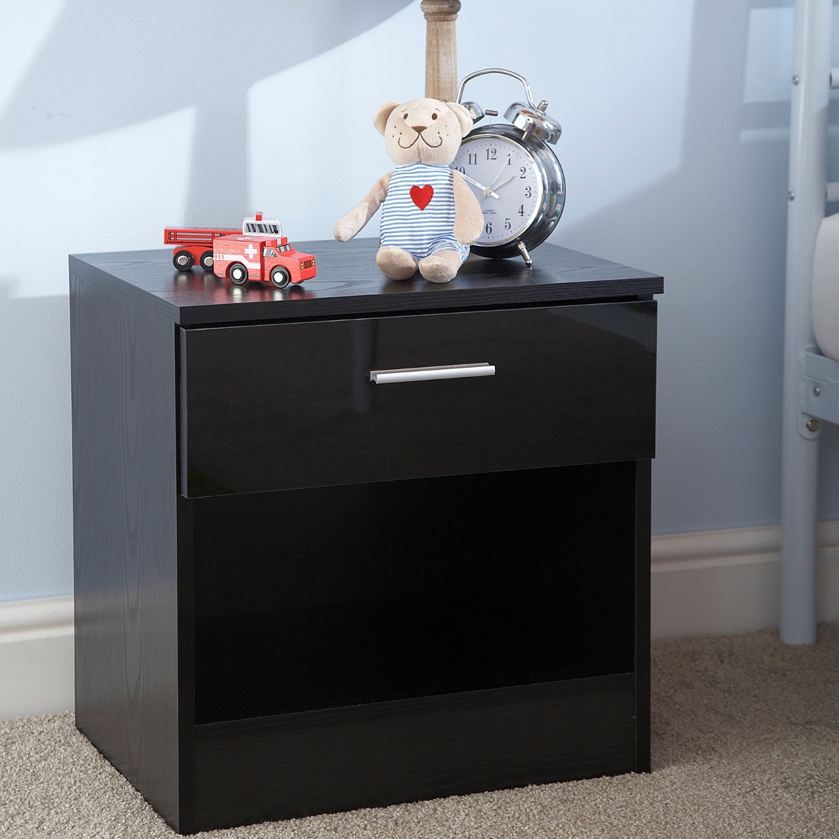 Ottawa Bedside Table - Black>