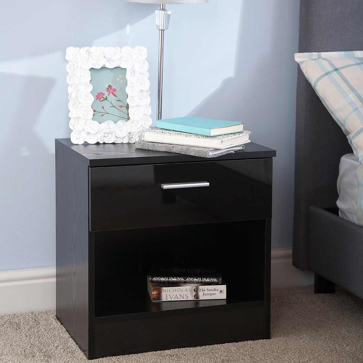 Ottawa Bedside Table - Black>