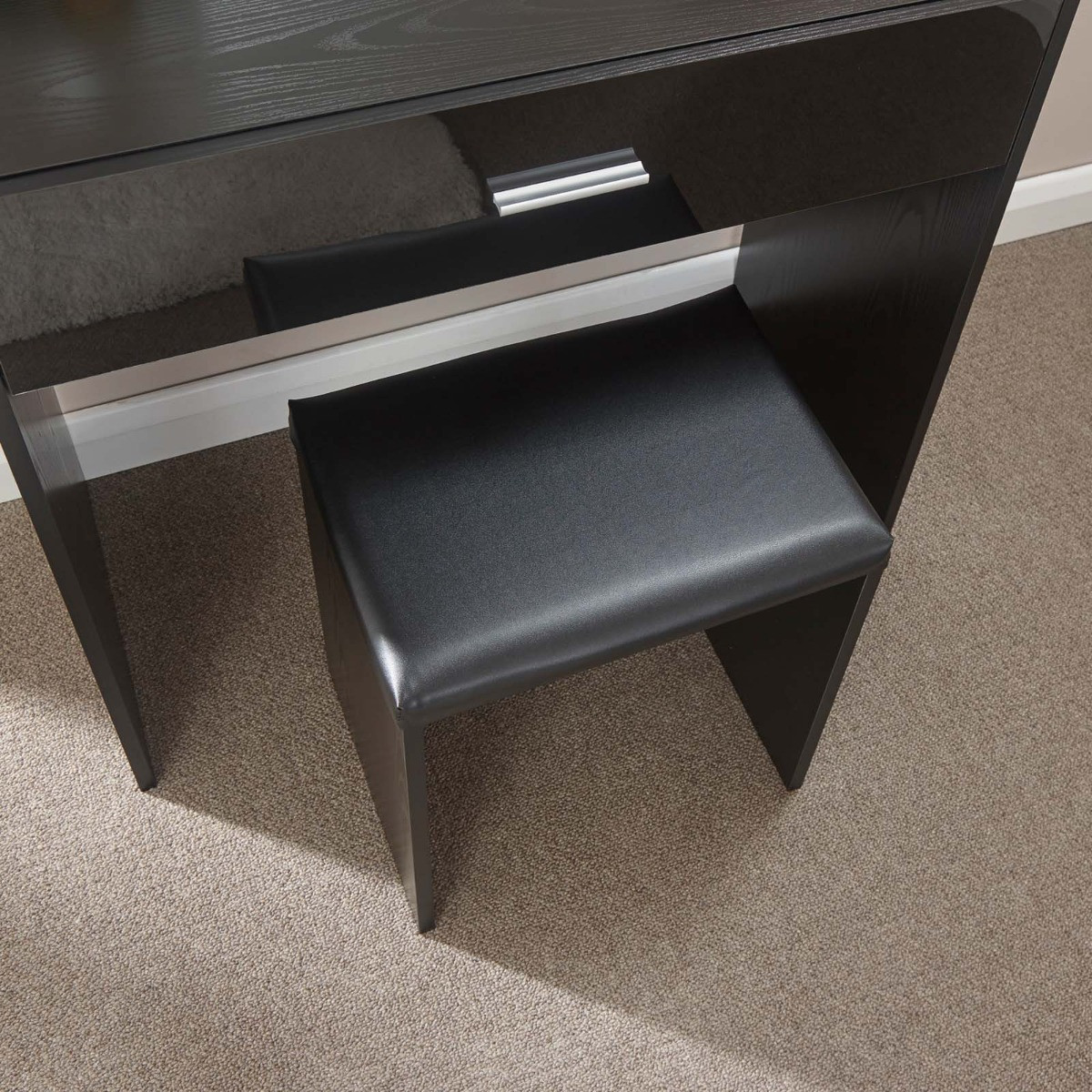 Ottawa Dressing Table with Stool Set - Black>