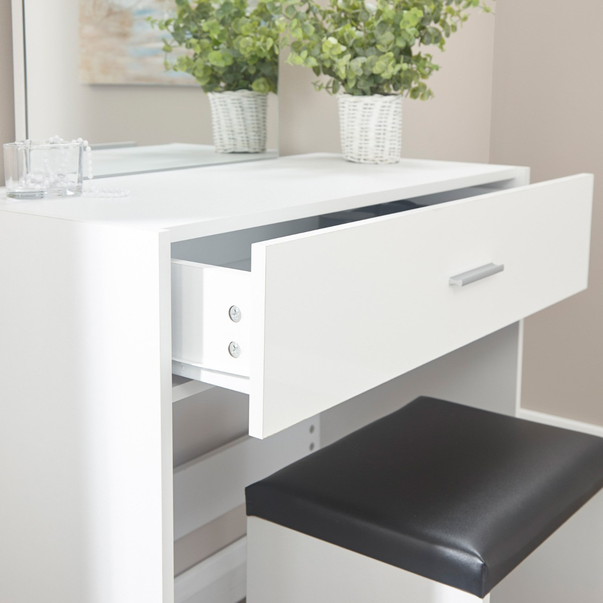 Ottawa Dressing Table with Stool Set - White>