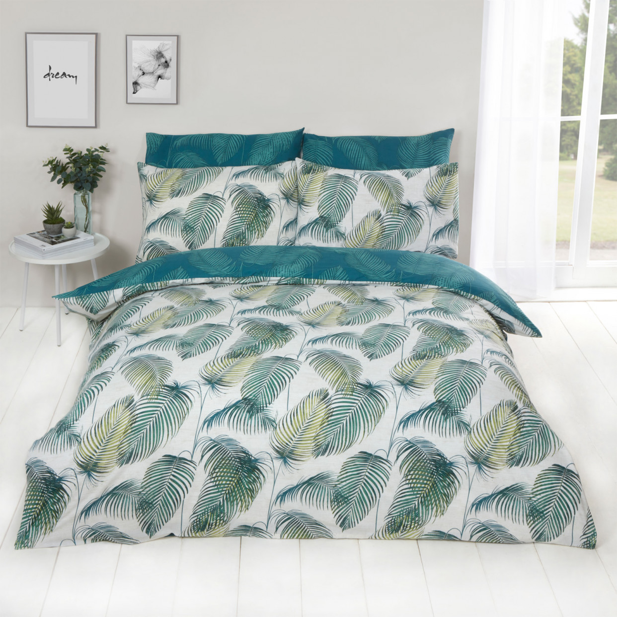 OHS Palm Spring Duvet Cover Set - Green>