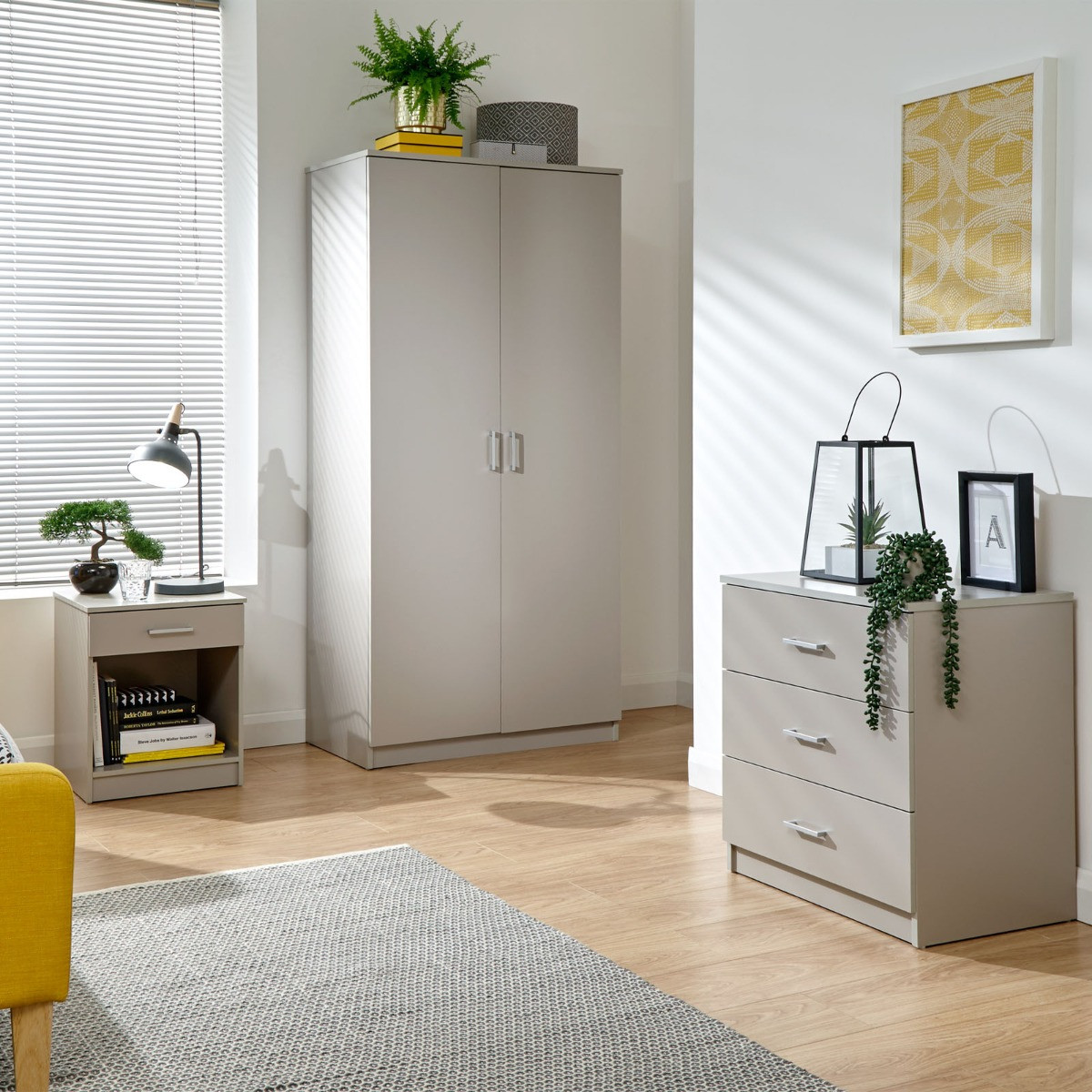 Panama 3 Piece Bedroom Furniture Set - Grey>