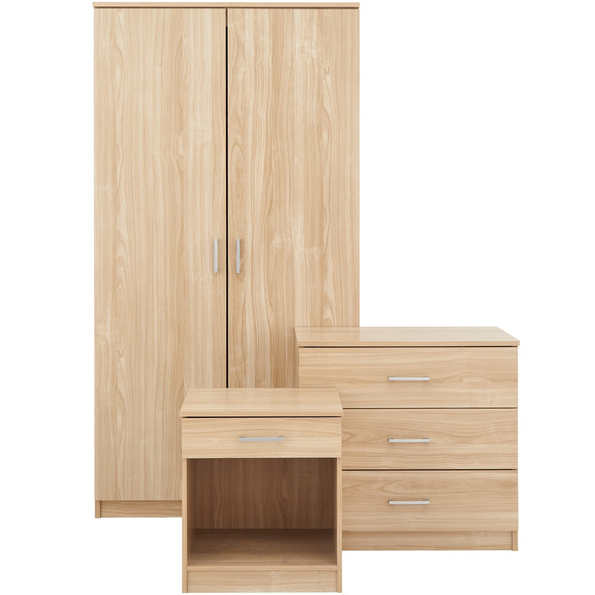 Panama 3 Piece Bedroom Furniture Set - Oak>