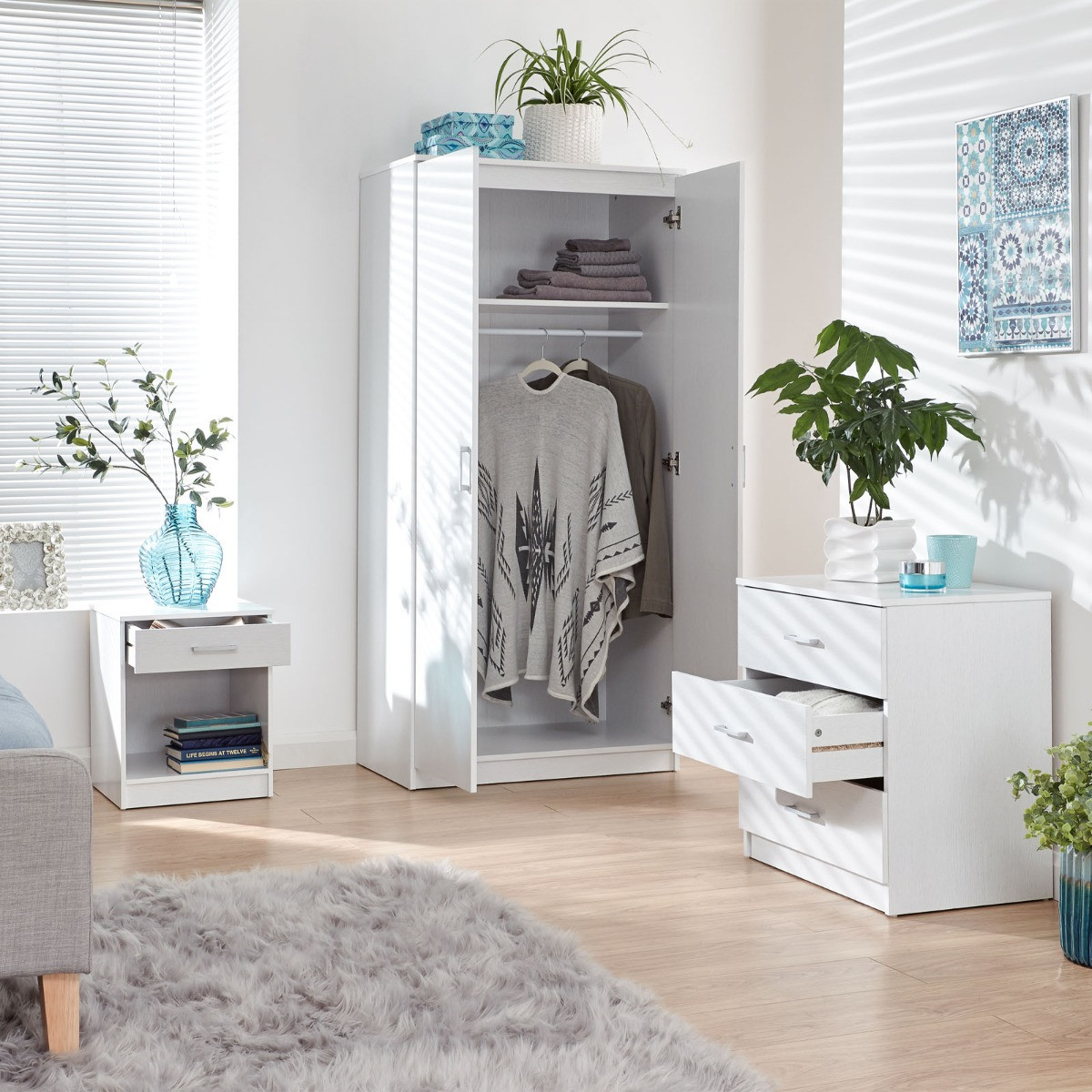 Panama 3 Piece Bedroom Furniture Set - White>