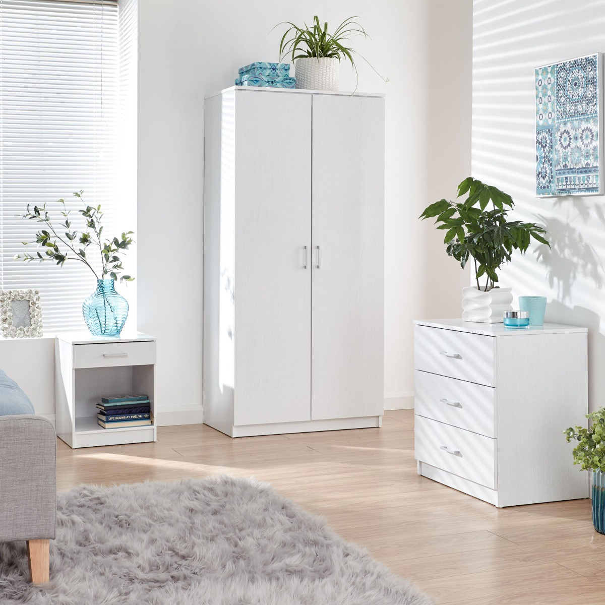 Panama 3 Piece Bedroom Furniture Set - White>