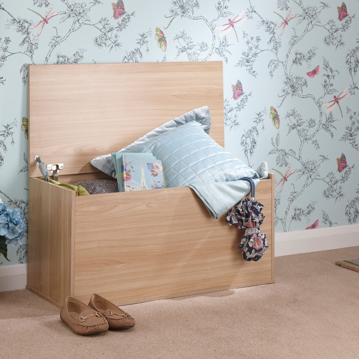 Panama Ottoman Storage Box - Oak>