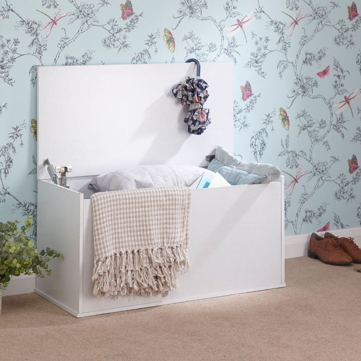 Panama Ottoman Storage Box - White>